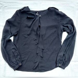 H&M Black Ruffle Blouse